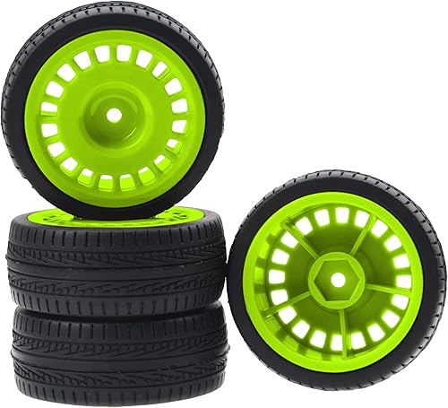 Miniatura 2 de Diámetro exterior de 2.756 in de goma y llantas de nailon de 0.472 pulgadas compatibles con Tamiya HPI Kyosho HSP 110 112 On-Road Touring Car,