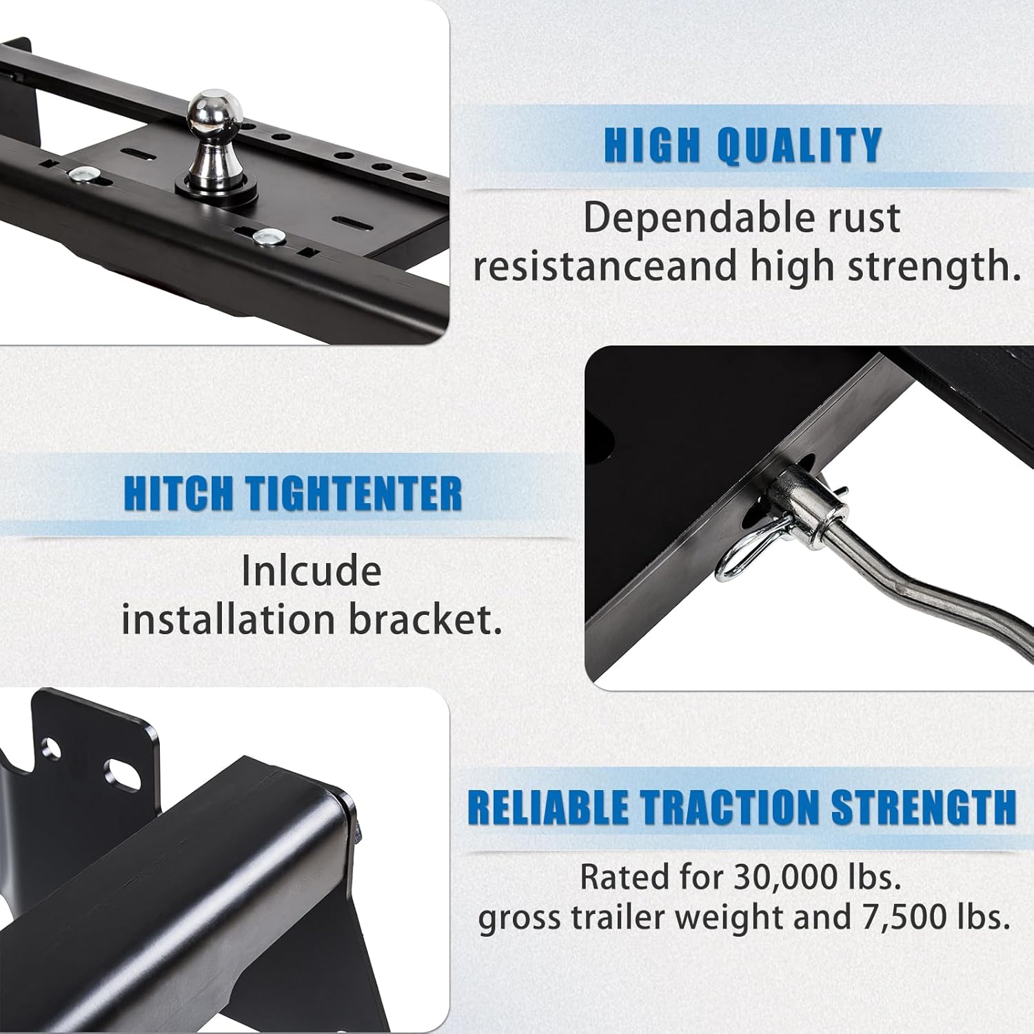 ECOTRIC Complete Underbed Gooseneck Trailer Hitch Compatible with 1999-2010 Silverado Sierra GMC 2500 HD 3500 HD -You Will Receive Multiple Packages