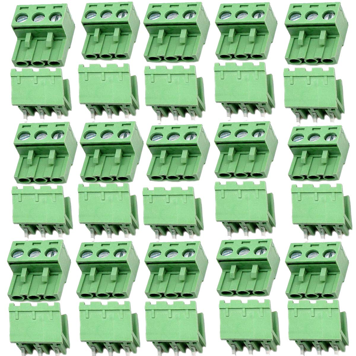 (Pack of 15set) 3-Pin 5.08mm Pitch Male and Female PCB Screw Terminal ...