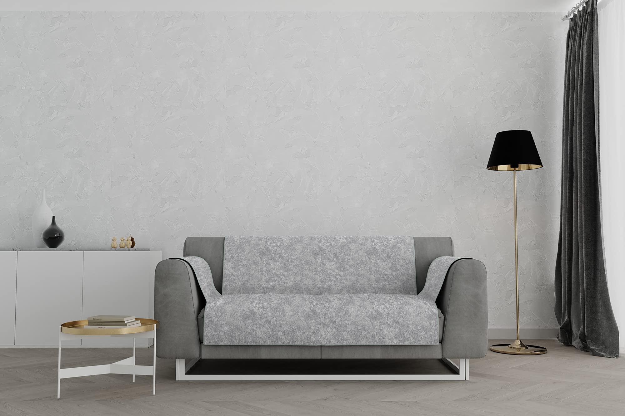 Copridivano Antiscivolo Italian Bed Linen GLAMOUR: Poliestere Con Gomma Anti-scivolo, Grigio Scuro Per Divano 2 Posti – Made In Italy