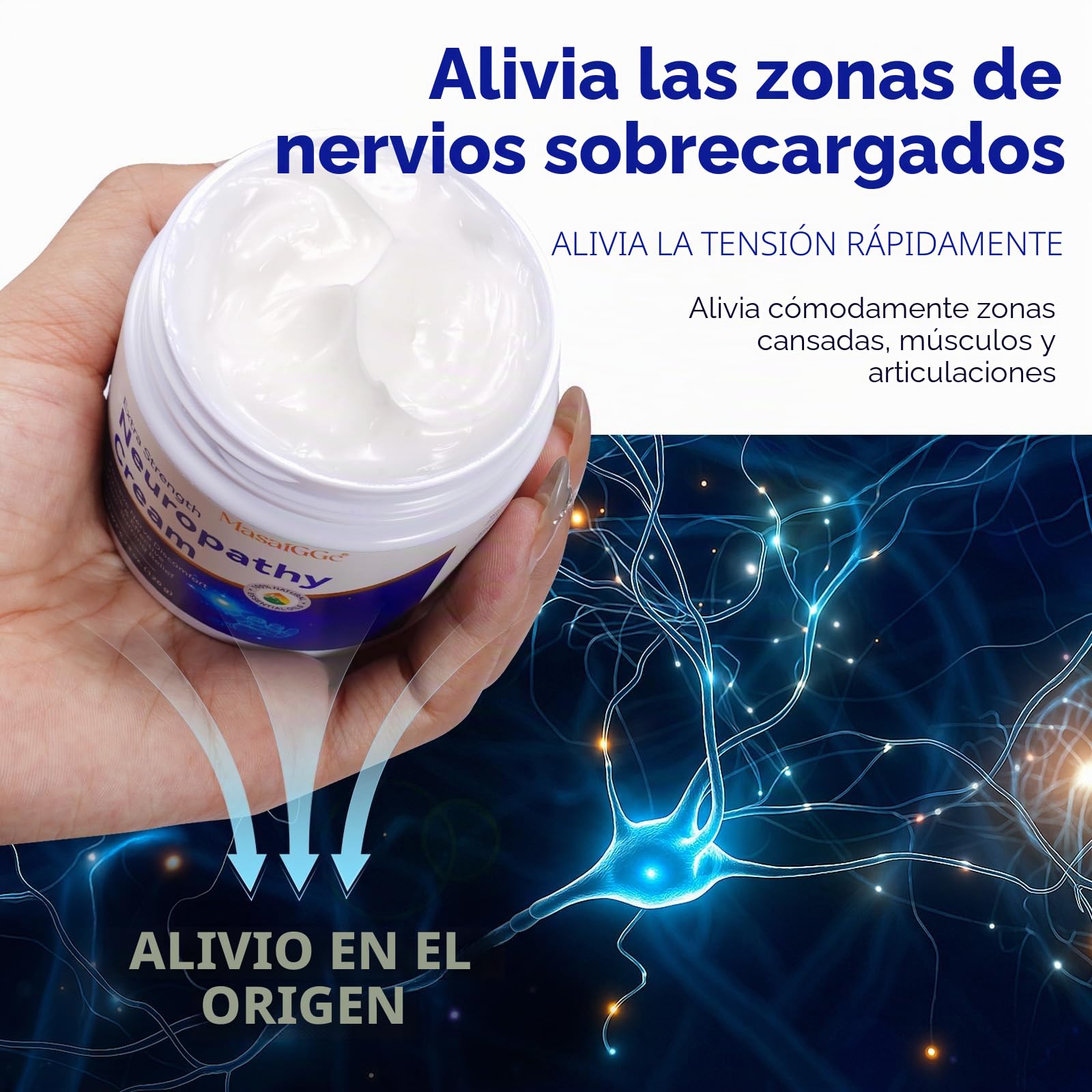 Crema para Neuropatía 120g, Alivio Rápido del Dolor Nervioso, Reduce Hormigueo y Entumecimiento, Fórmula Natural con Árnica, Aloe Vera y Vitamina B6, Hidratante No Grasa, para Pies, Manos y Piernas