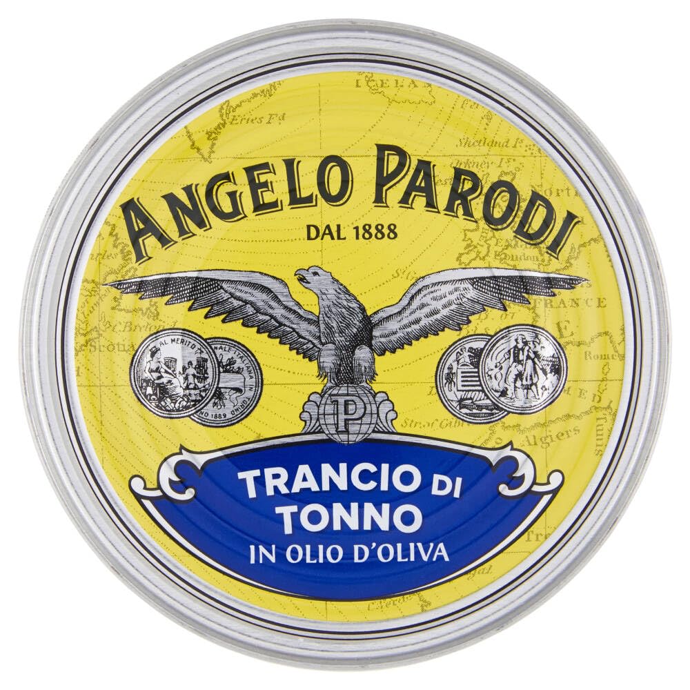 Angelo Parodi Trancio di Tonno in olio di Oliva Thunfischsteak in Olivenöl 12x150gr + Italian Gourmet Polpa di Pomodoro 400g