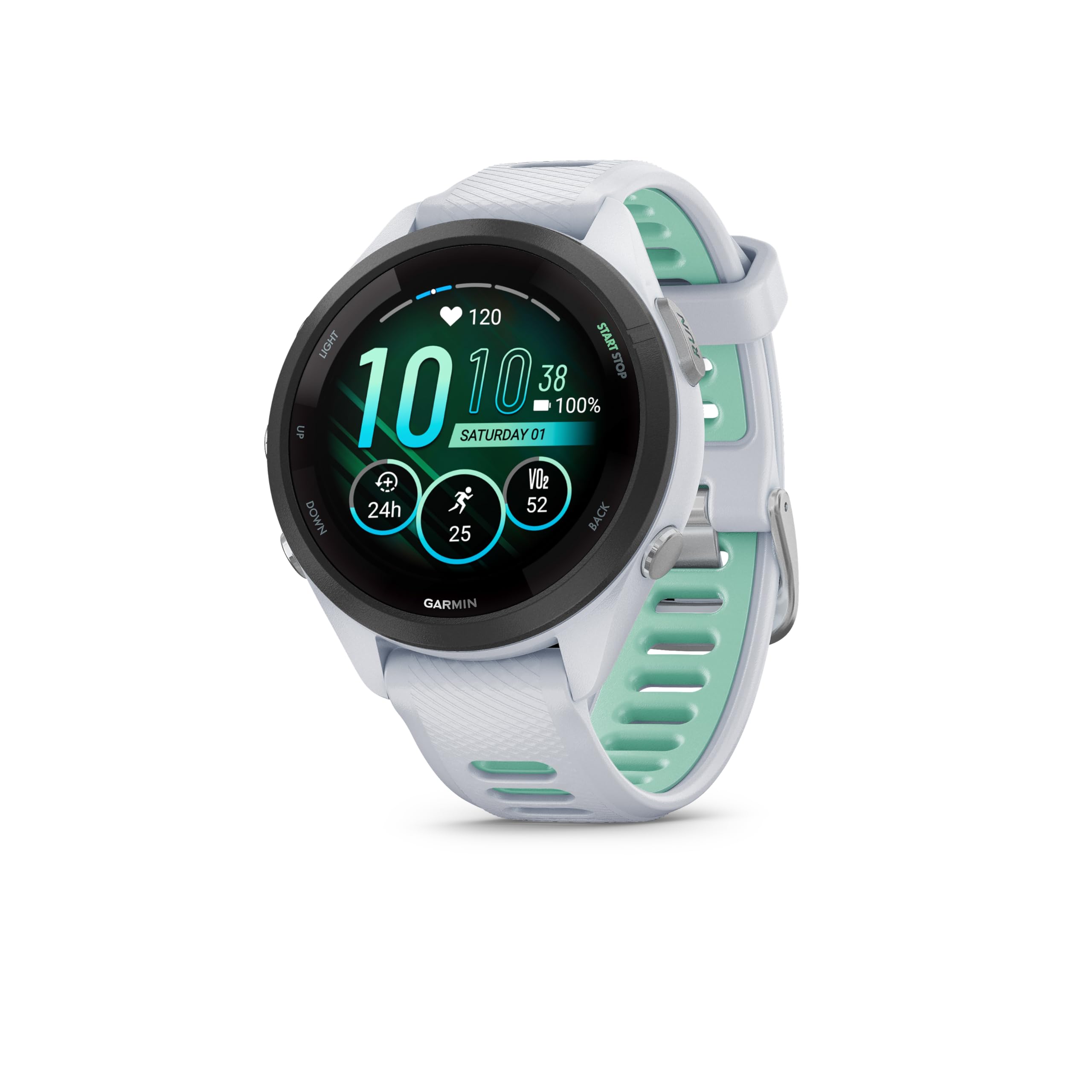 Garmin Forerunner 265S Sports Watch - White & Neo Tropic, 42 Mm, White,Blue