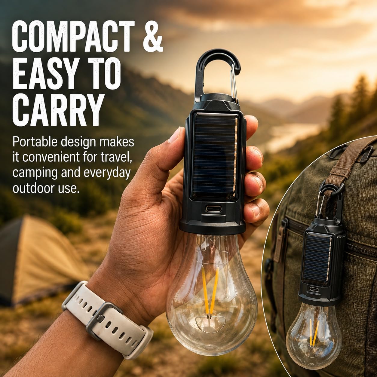 Solar Camping Light Bulb - Rechargeable LED Lantern -6
