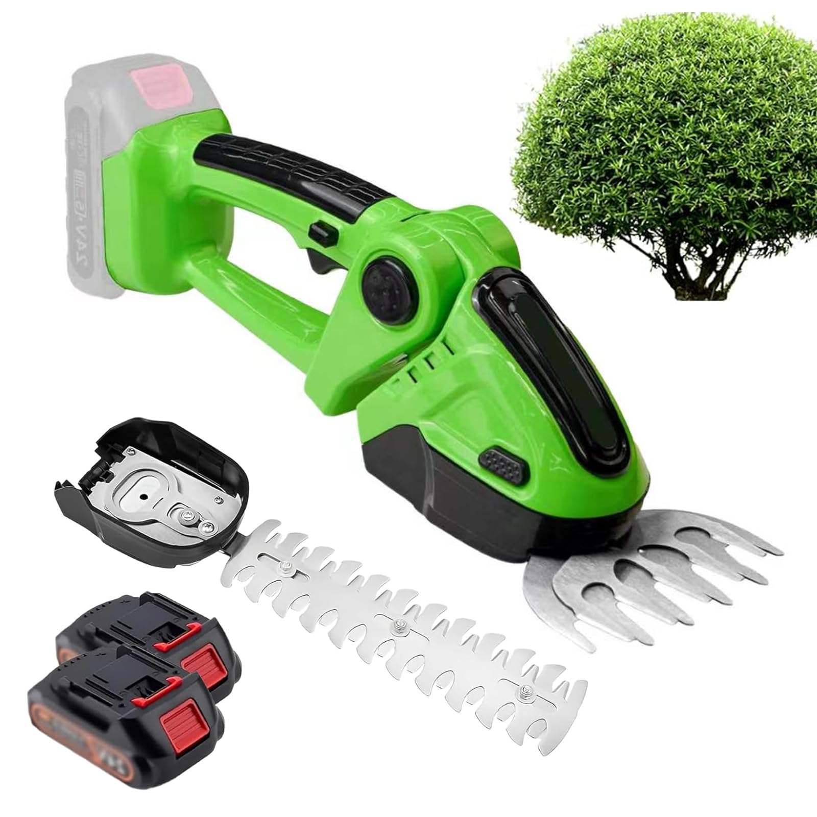 Taille-haie portatif sans fil avec 2 batteries et tête rotative à 90°