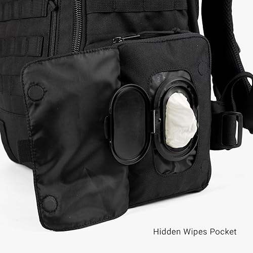 Miniatura 3 de Tactical Baby Gear Daypack - Mochila táctica para pañales para papás, compatible con MOLLE, cambiador integrado, correas para cochecito (negro 4.