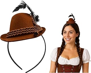 Oktoberfest Headbands German Mini Alpine Hats with Feather Beer Festival Lederhosen Costume
