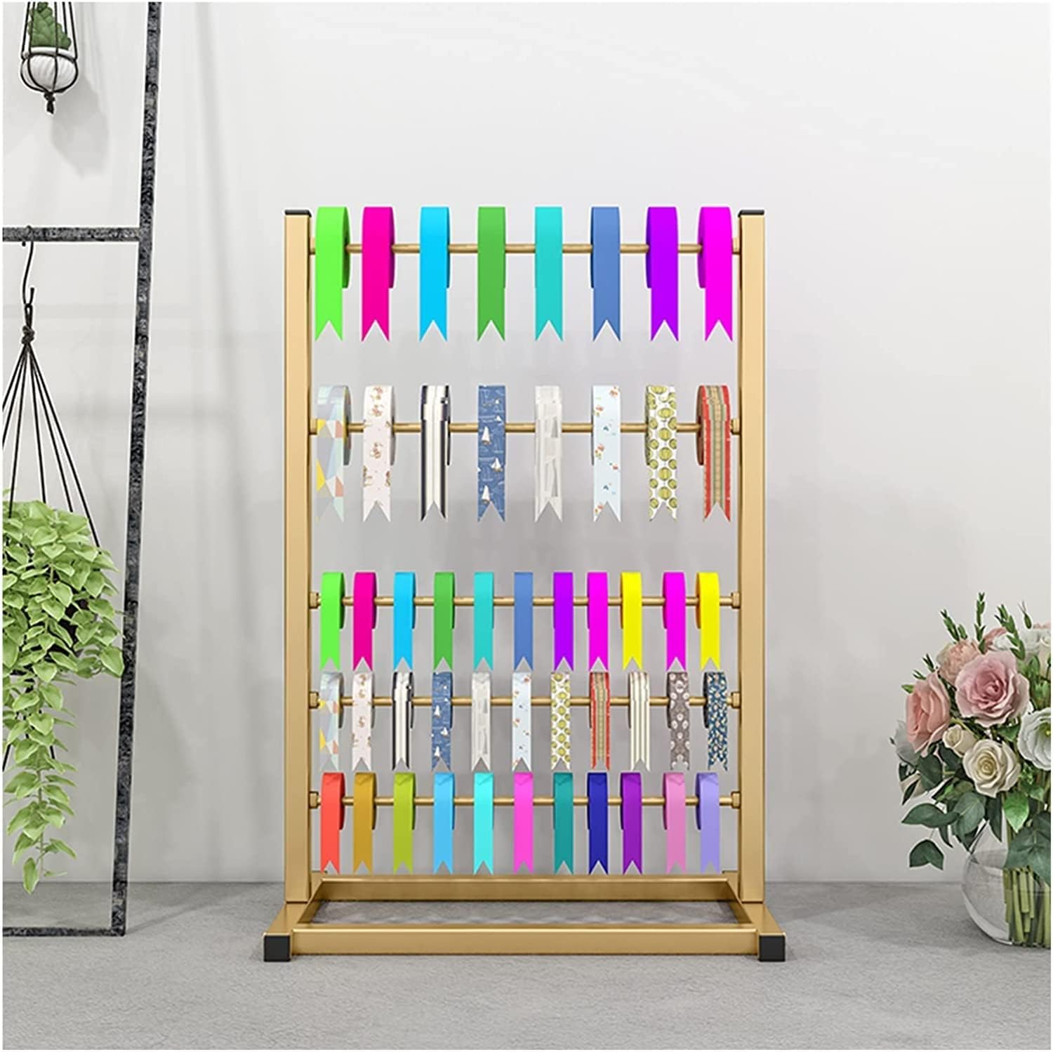 Craft Room Organiser Display Display Stand Craft Ribbon Rack Stand Organizer, Large Capacity Cake Packing Ribbons Storage Holder For Commercial/Home, Wrap Band Metal Display Rack ( Color : White , Si