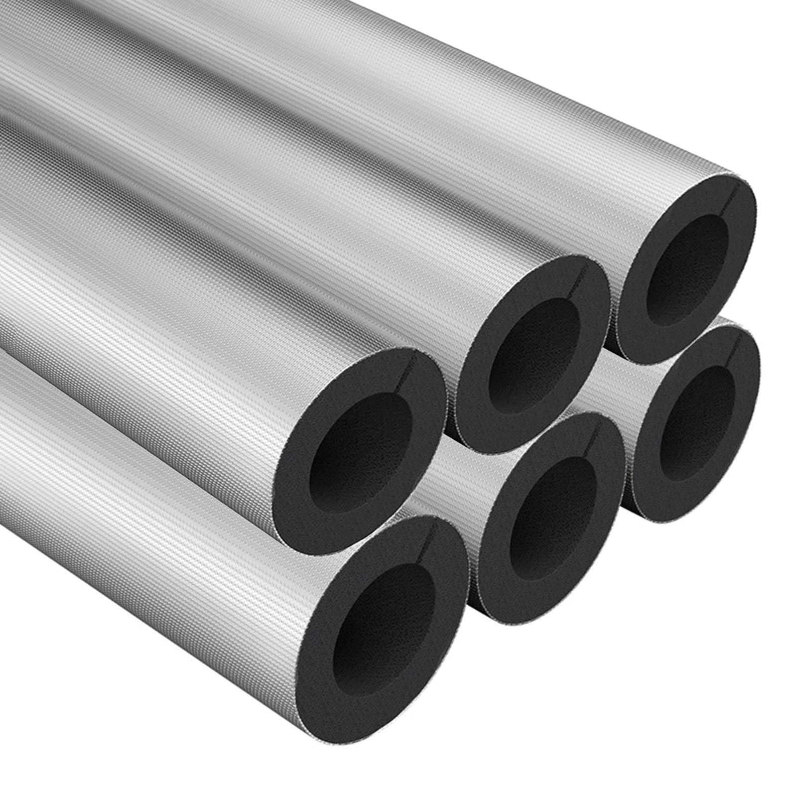 Paquete de 6 Tubos de Espuma Aislante para Tuberías de Aluminio Autosellado Resistentes al Fuego de 40 cm/1,3 Pies Precortados Para Envoltura de Aislamiento de Plomería(ID 76.0 mm(3"))