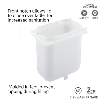 منتجات الخادم 2qt Shallow Fountain Jar لصلصة التوابل وموزعات الإضافات ، البلاستيك المعتمد من NSF ، Clear ، 82558
