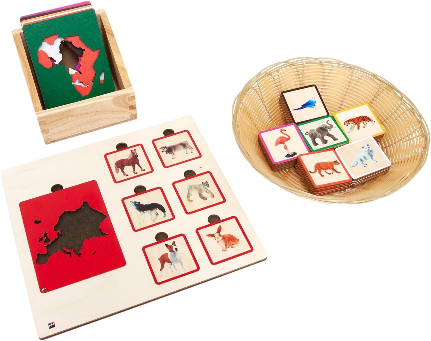 Montessori Continents and Animals Sorting Tiles - Premium 7 Continents Wildlife Matching Game - Alisons Montessori Geography Zoology Material - STEM Educational Activity for Kids Ages 3-9 Years