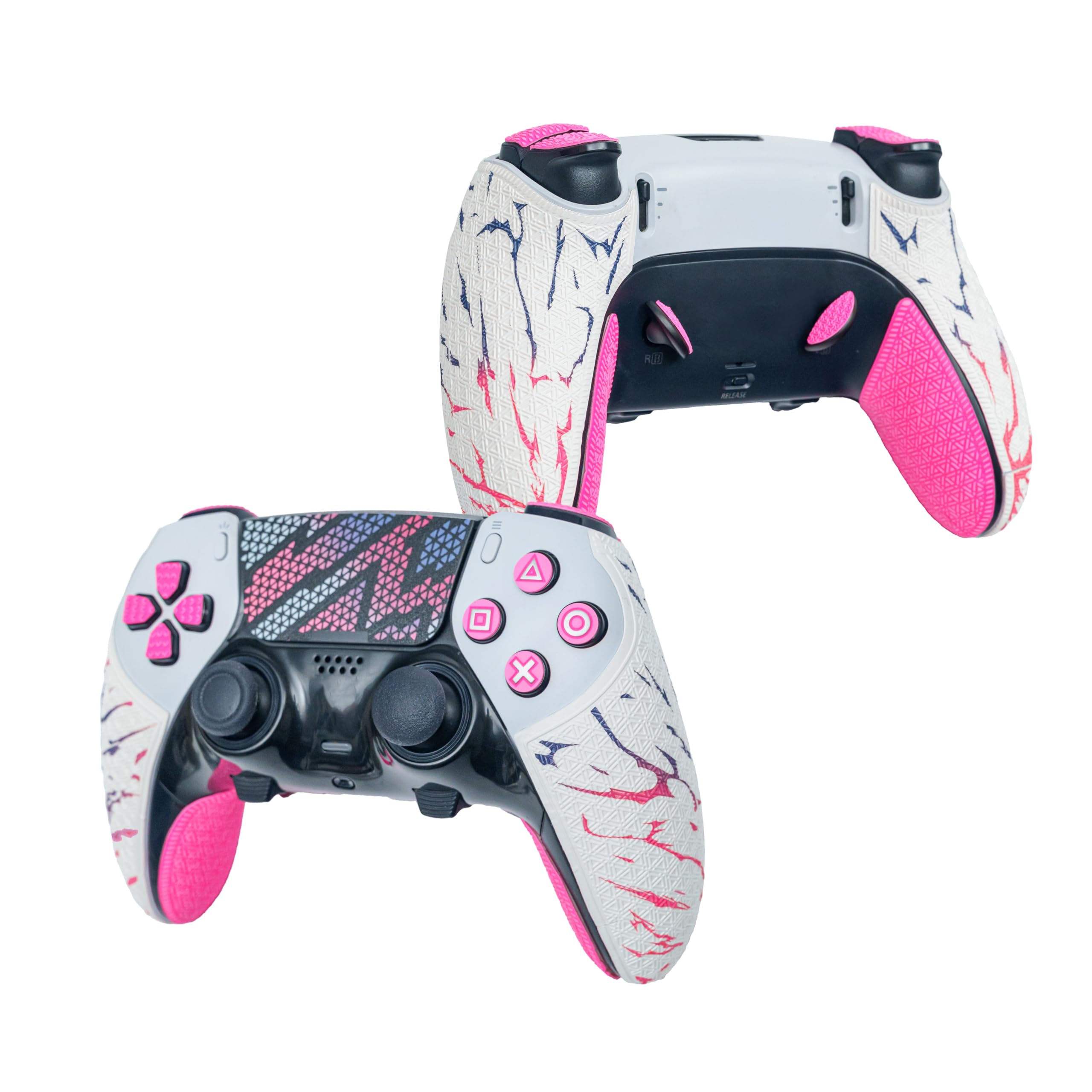 Controller Grips for PS5 DualSense Edge,Skin kit,Anti-Skid, Multi-Texture,Sweat Absorption,Pre-Cut Grips Tape,by SHADOW BOOLT (Pink & White, for DualSense Edge (Upgraded Version 2.0)) For DualSense Edge ( Upgraded Version 2.0 ) Pink & White