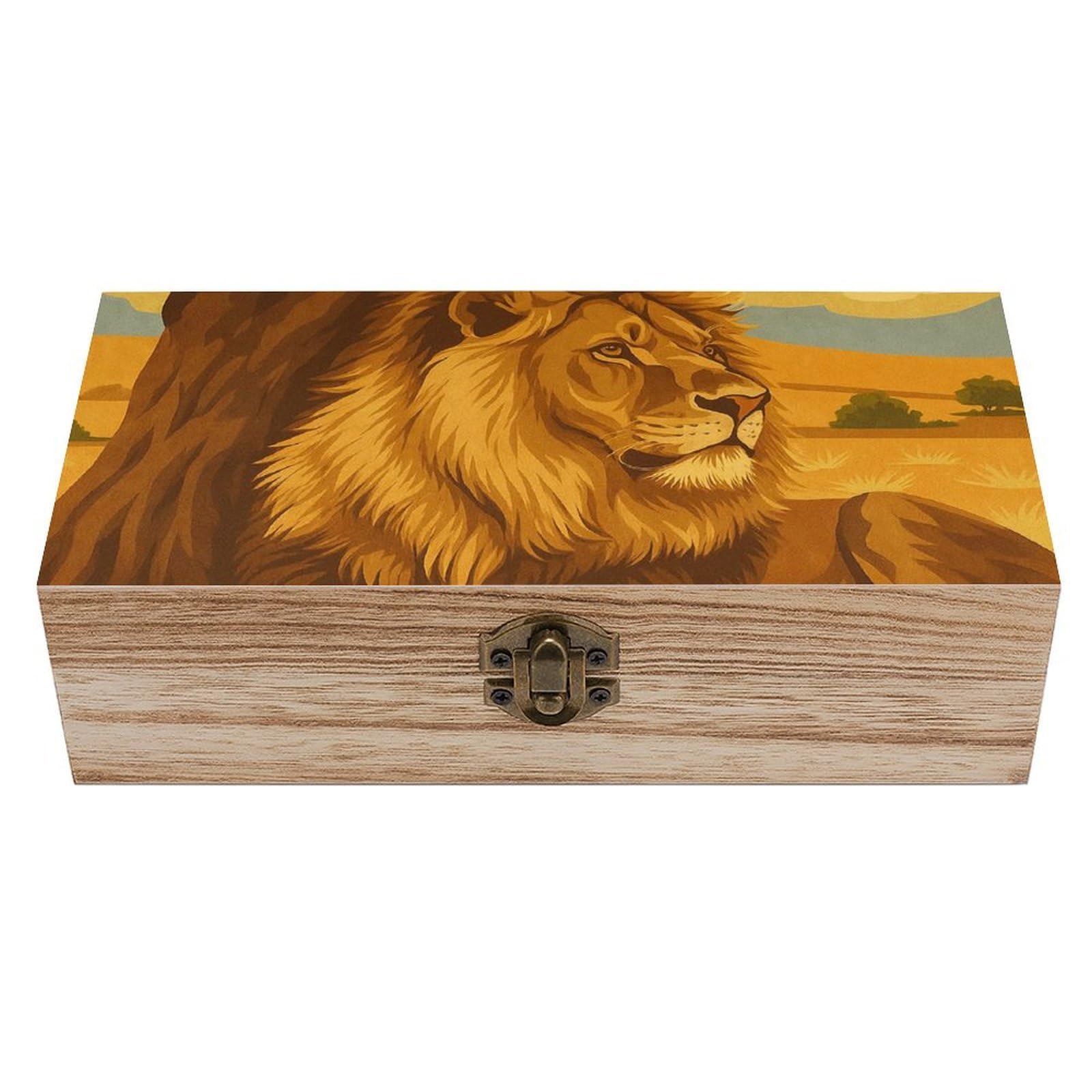 HLBSDM Lion Tree Wooden Storage Vintage Keepsake Decorative Boxs