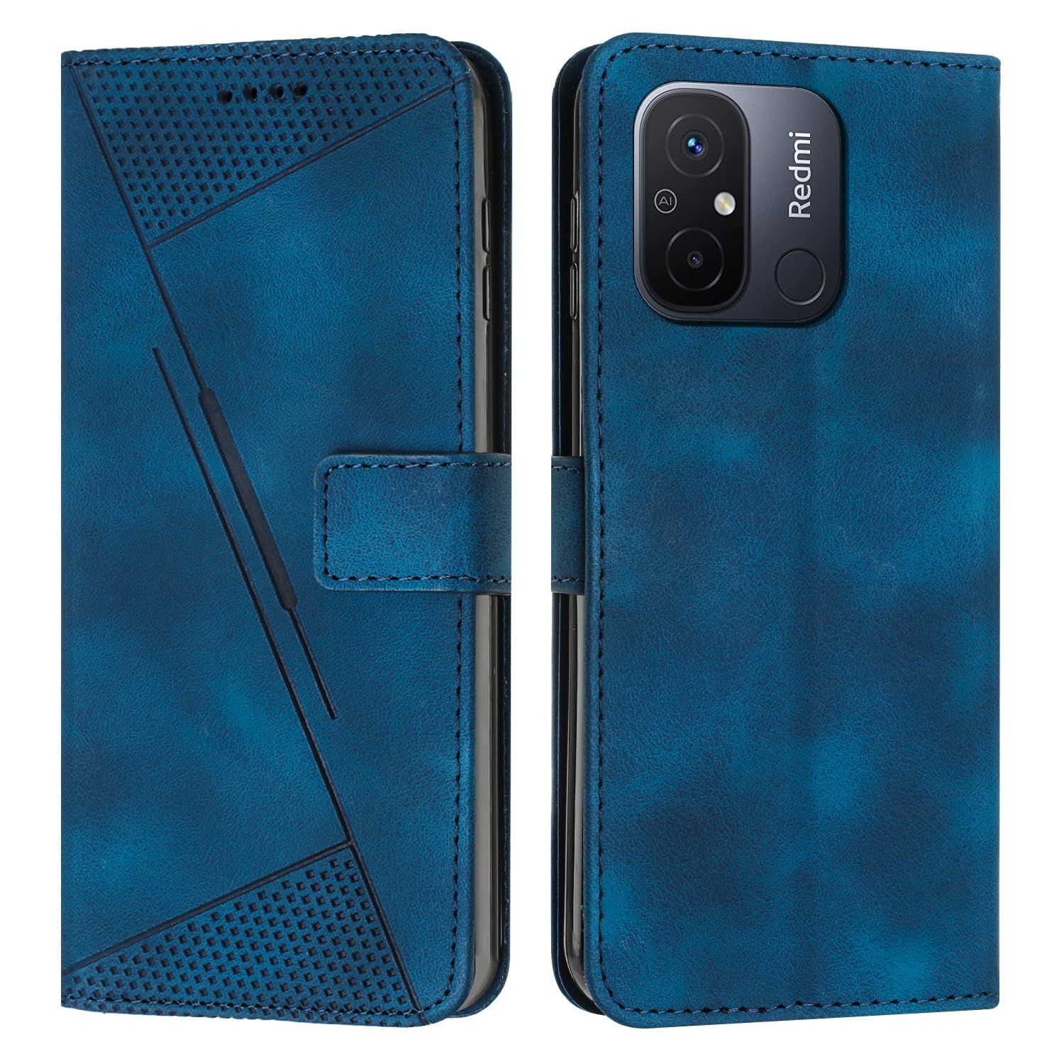 Étui portefeuille Xiaomi Redmi 11A bleu avec rangement carte et dragonne - 8