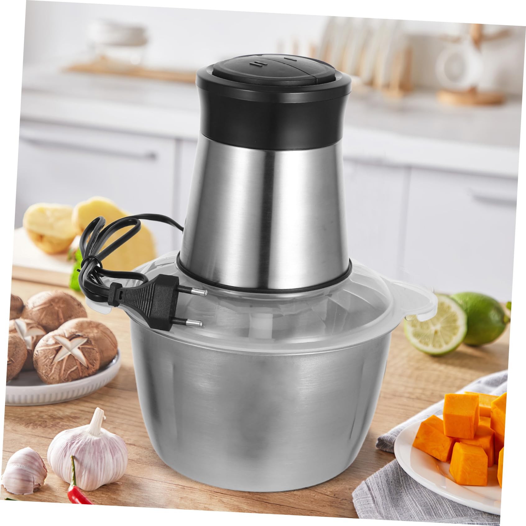 STOBAZA Trituradora Eléctrica de Carne y Inoxidable con Doble Motor Potente para Verduras Frutas y Secos y Fácil de Limpiar Uso Doméstico y Profesional