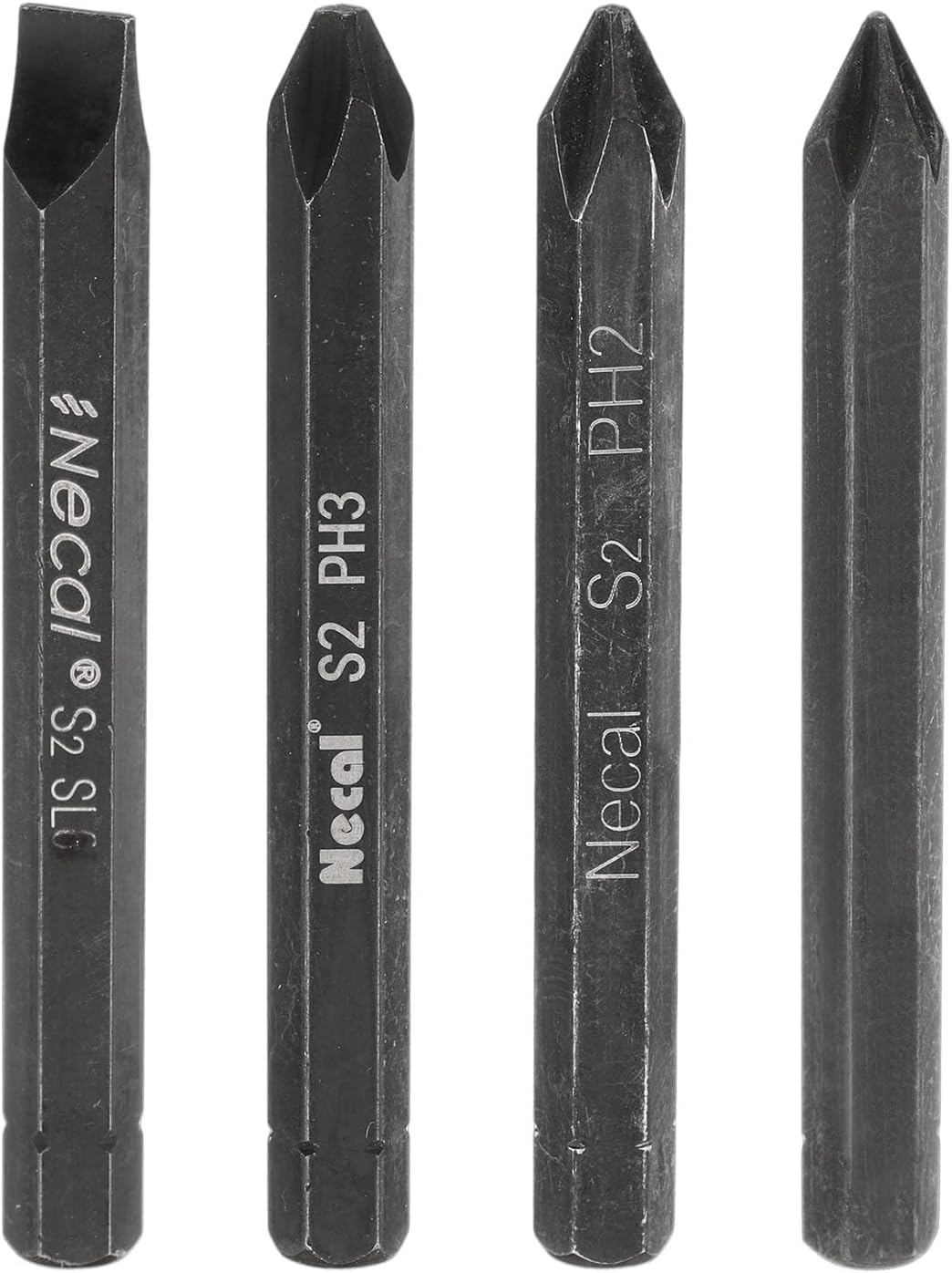 HARFINGTON 4pcs PH1/PH2/PH3/SL8 Phillips Slotted Screwdriver Bit 5/16" Hex Shank 80mm/3.15" Length Magnetic Cross Flat Head Hex Bits S2 Steel Screw Driver Bit, Black