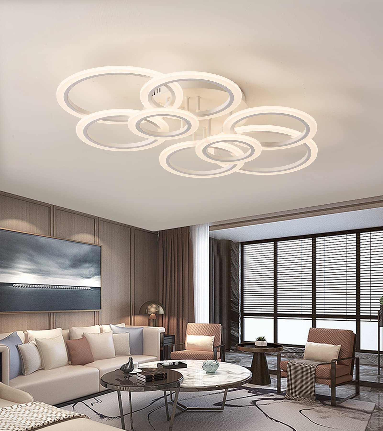 Narwhal Plafoniera LED Soffitto Dimmerabile Anello Design Moderna Lampadari, Lampade a Sospensione e Plafoniere Bianco per Soggiorno Camera da letto Cucina Commerciali Lampadario con Telecomando