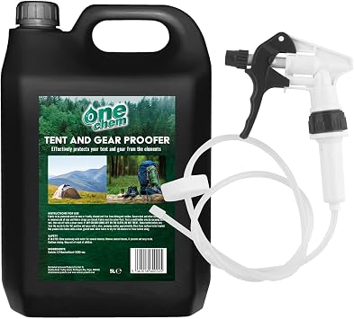 One Chem Tent and Gear Waterproof 5 Litre Spray with Long Hose Trigger, Effectively Protects Tents and Gear From The Elements