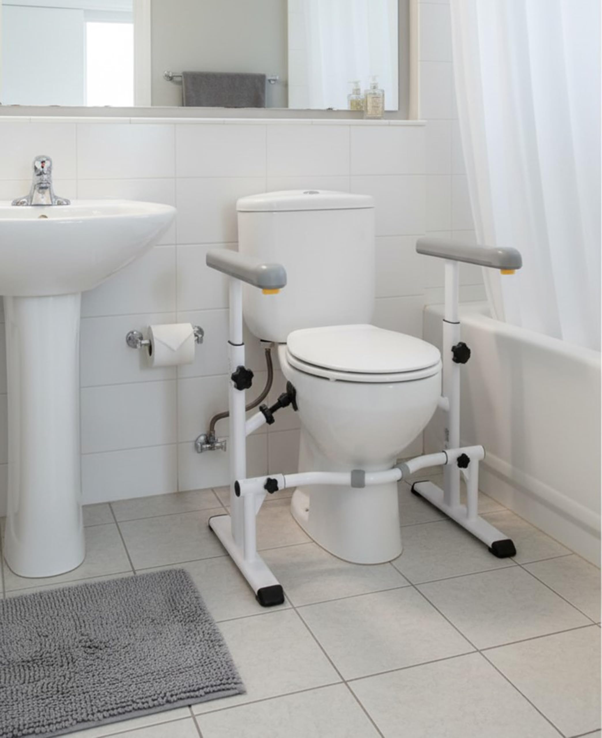 KMINA Toilet Safety Rails for Seniors, Adjustable Frame with -9 KMINA Toilet Safety Rails for Seniors, Adjustable Frame with -9