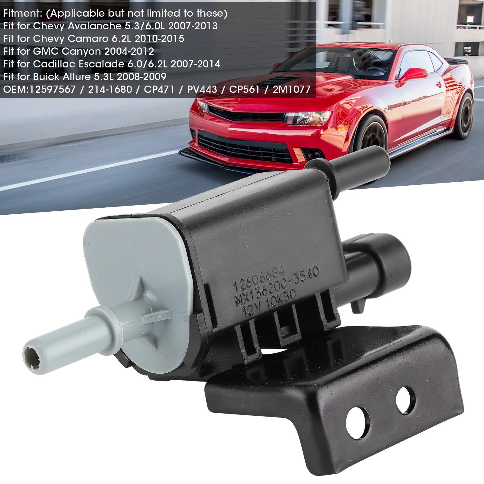 Électrovanne KIMISS, solénoïde de soupape de Purge de cartouche de vapeur EVAP Emisson adapté pour Avalanche/Camaro/Silverado, 214-1680 12597567