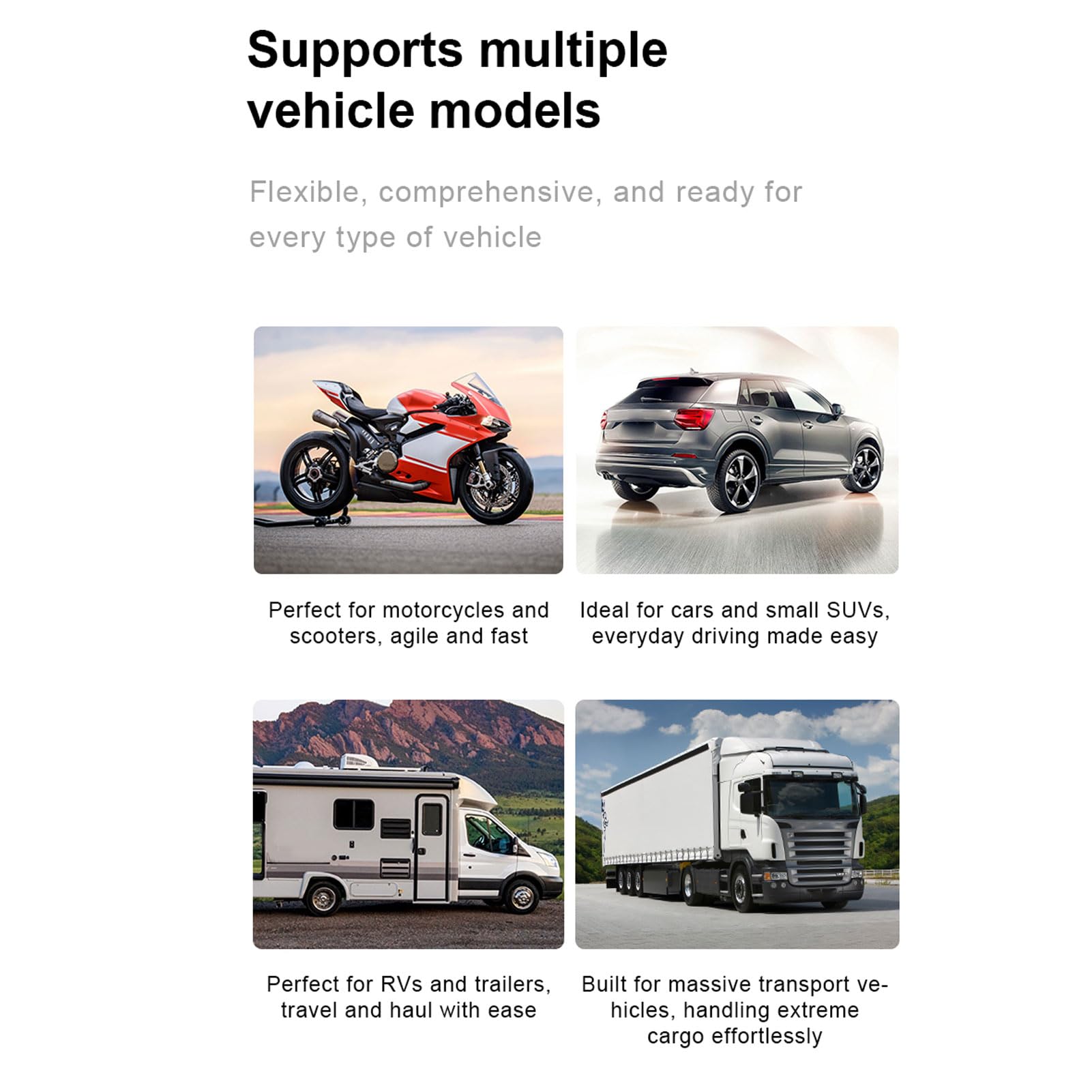 Fabater System Monitorowania Ciśnienia w Oponach Motocykla, Bezprzewodowy Czujnik Ciśnienia w Oponach Bluetooth z Zewnętrznymi Czujnikami, Alerty w Czasie Rzeczywistym z aplikacją (4PCS)