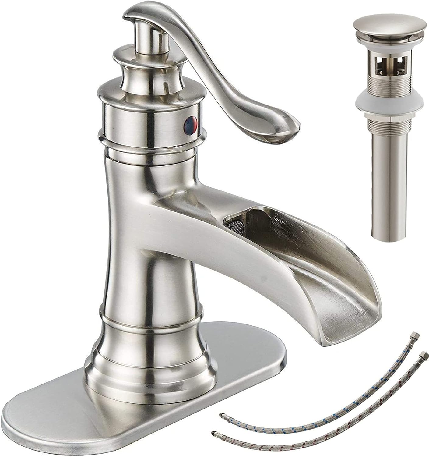 Brushed Nickel Single-Handle Waterfall Bathroom Faucet