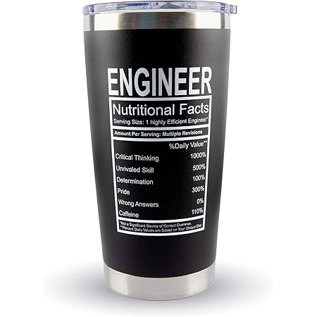 KLUBI Engineer Gifts - Large Travel Coffee Tumbler Mug 20oz - Funny Gift Idea for Mechanical, Electrical, Civil, Men, Women, Science, Nerd, Computer Programmer, Major, Grad