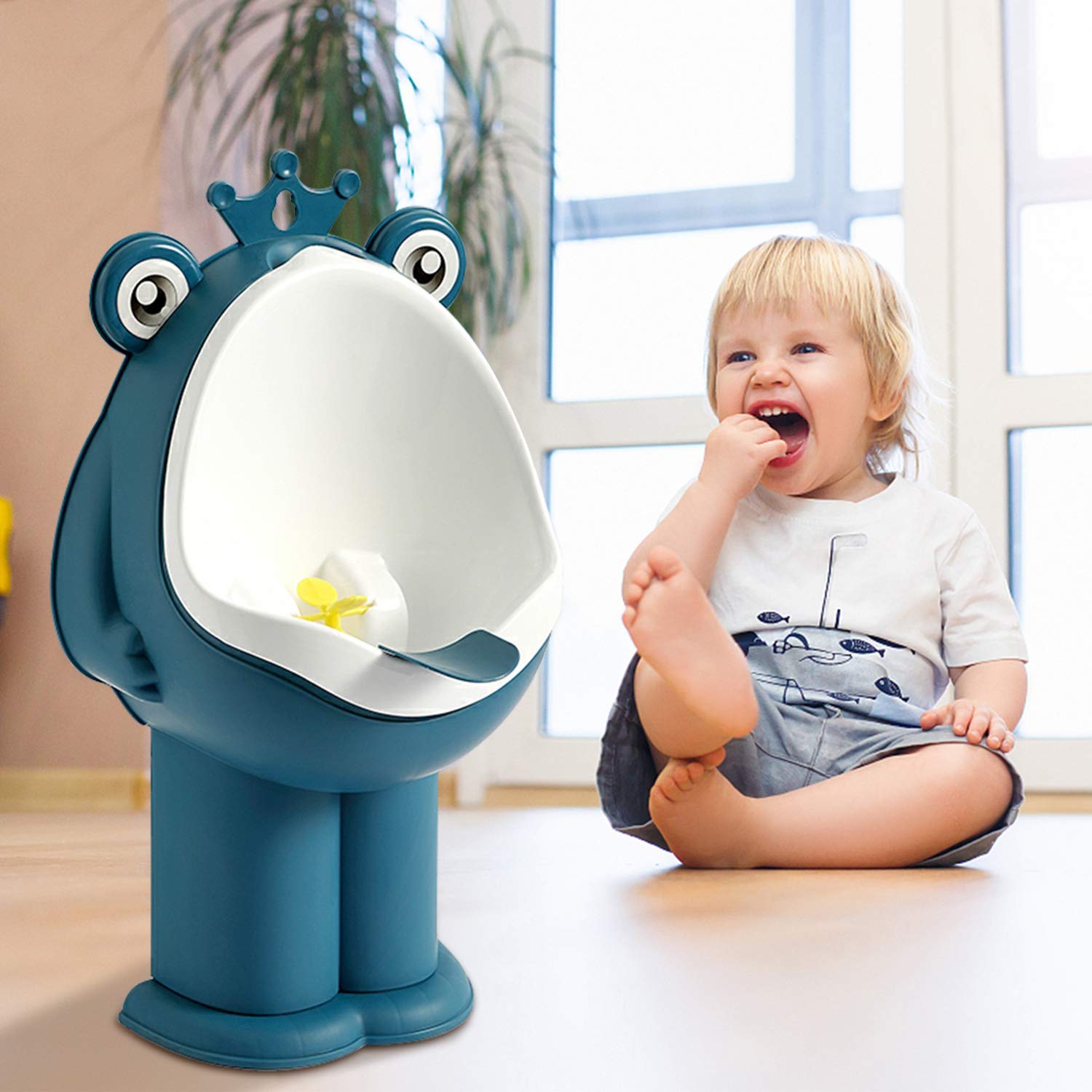 Potty Training Urinal Boy Urinal Kids Toddler Pee Trainer Bathroom Funny Baby Training Potties（DEEP Blue）
