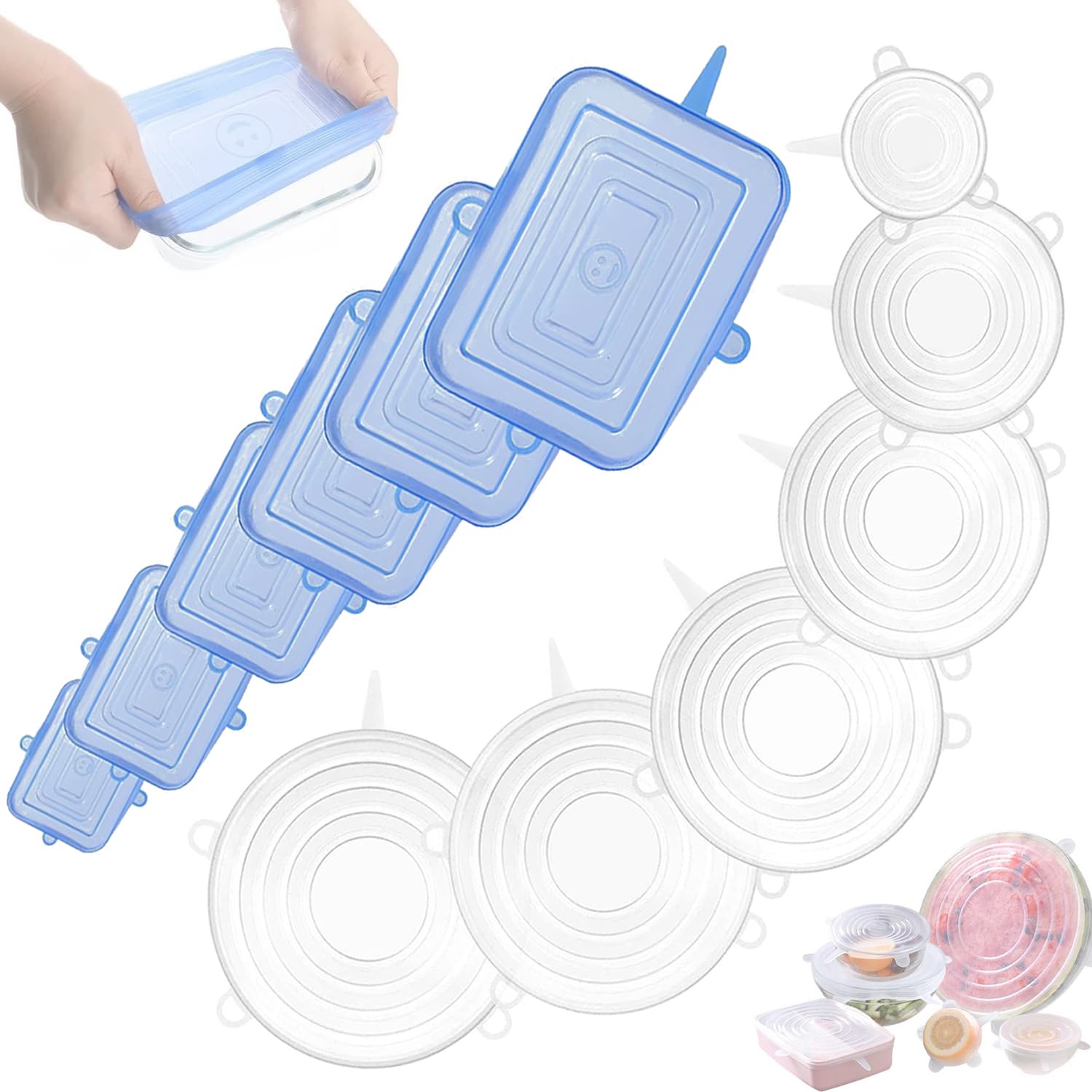 12 Coperchi In Silicone Estensibili - Riutilizzabili, Senza BPA, Per Alimenti E Contenitori
