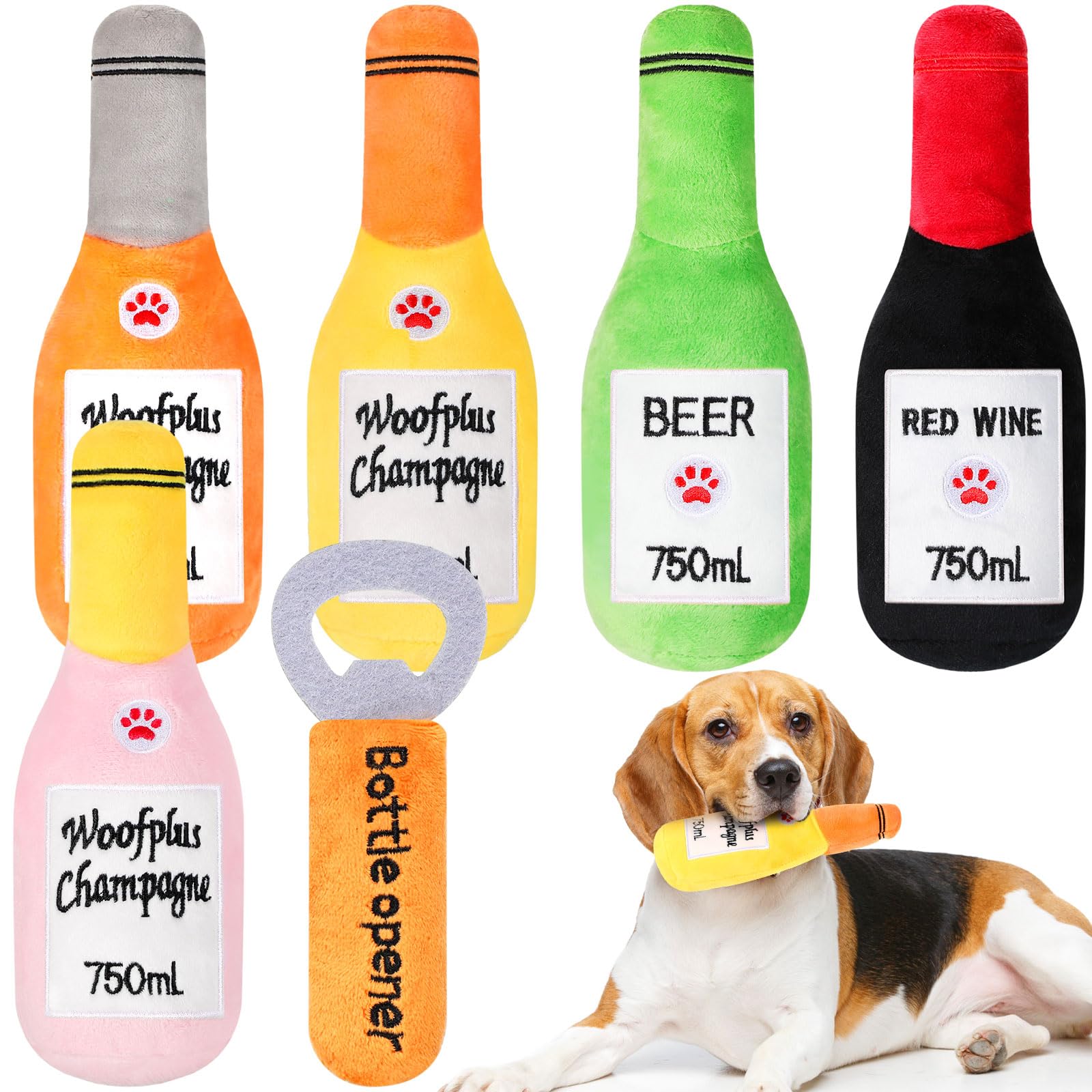Pet Supplies : Shappy 6 Pcs Squeaky Dog Toys Beer Bottle and ...