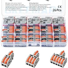GKEEMARS 26 piezas Conectores de empalme compactos Conectores de cable Kit de empalme en línea de 2, 3 y 5 circuitos 24-12 AWG (Gris)