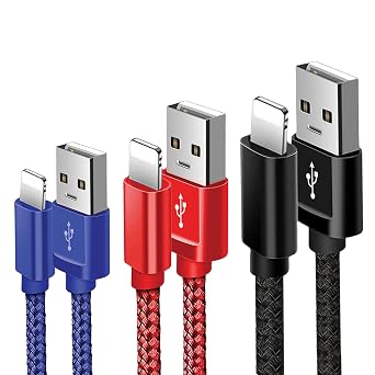 Brand-Tech for iPhone Charger Cable 3Pack, USB Charger Braided Long Phone Fast Charging Cable Compatible with iPhone 14/13/12/11/Pro/Xs Max/X/8/7/Plus/6S/6/SE/5S and More 3 Pack 3M