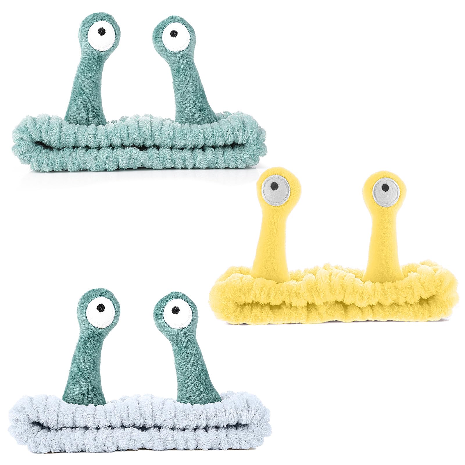 KFHENSOMR 3Pcs Face Wash Headband Snail Spa Hair Bands Cute Makeup Headbands Women Cartoon Creative Hair Accessories Elastic Coral Fleece Fun Gifts for Washing Face Shower Beauty Skincare