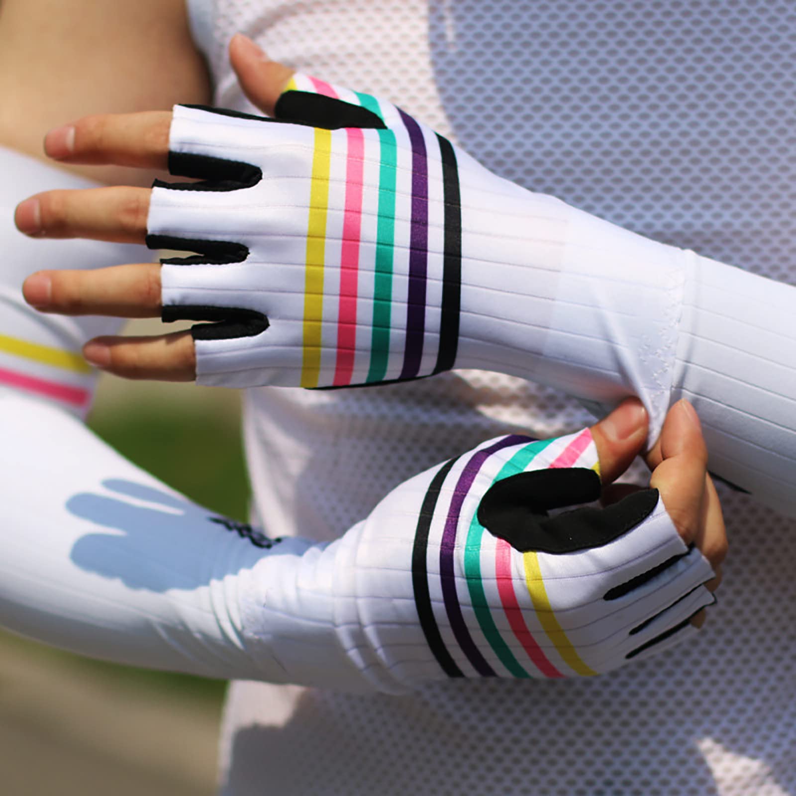 Estivi Guanti Ciclismo Senza Dita Guanti da Pesca Elastico Mezze Dita Guanti MTB per Il Ciclismo Sport all'Aria Aperta Corsa Viaggi Alpinismo Kayak Guanti Sportivi Uomo e Donna