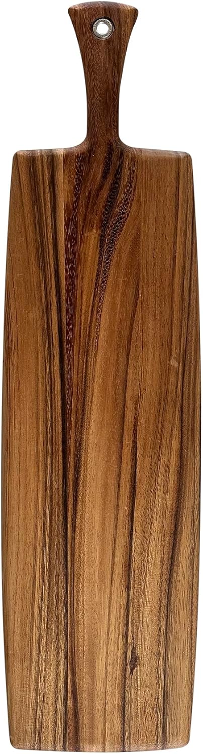 Ironwood Gourmet Acacia Wood Provencale Paddleboard, XL Rectangular Serving Board With Handle 30"L x 8"W
