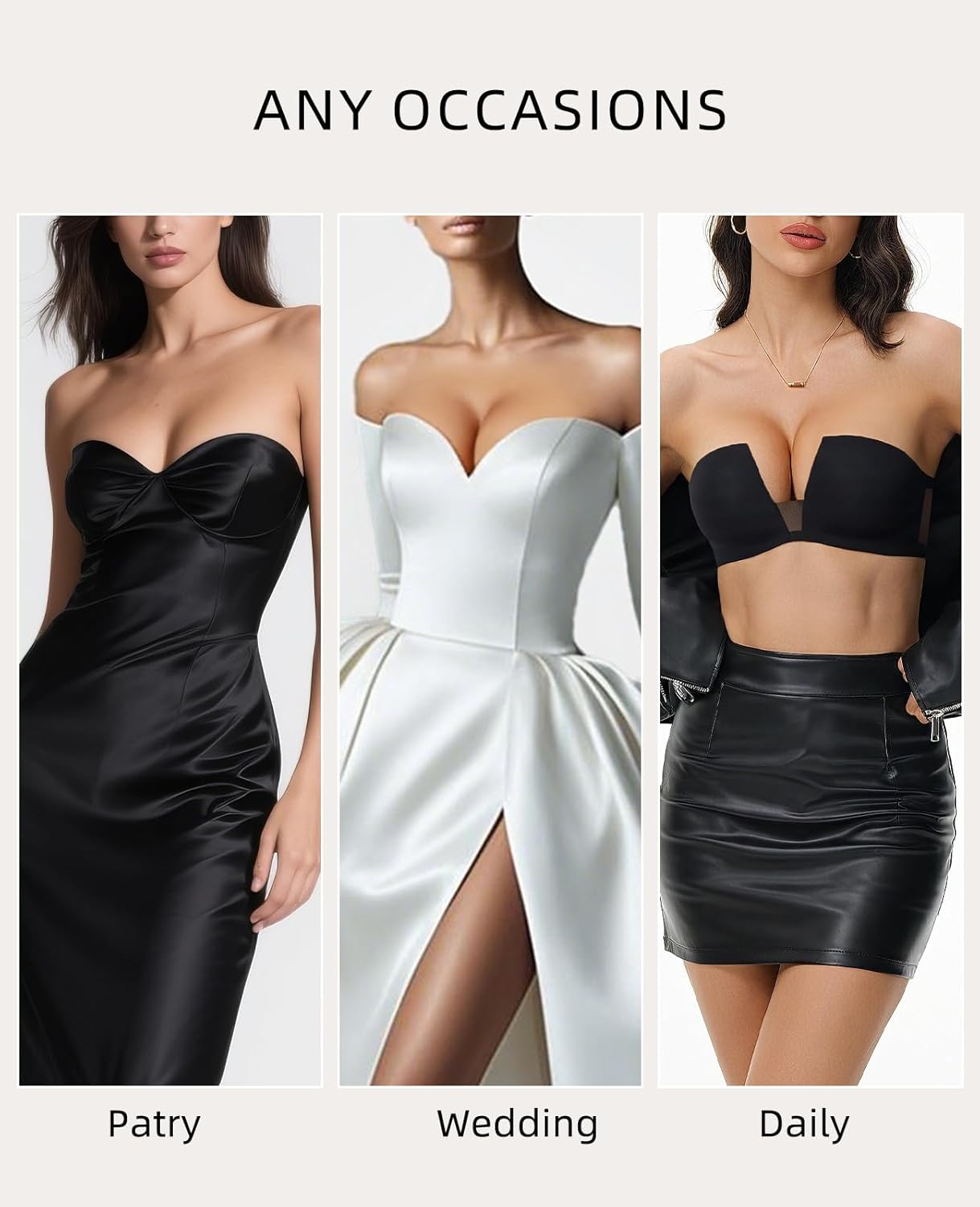 Women's Strapless Bra Push Up Padded Non Slip Underwire Plunge Bras Seamless - Image 5