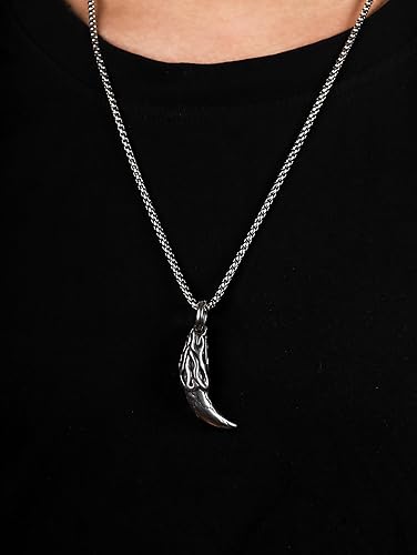 Miniatura 6 de HAQUIL Collar de diente de lobo, colgante de tótem de colmillo de diente de lobo tribal, regalo de joyería de lobo para hombres