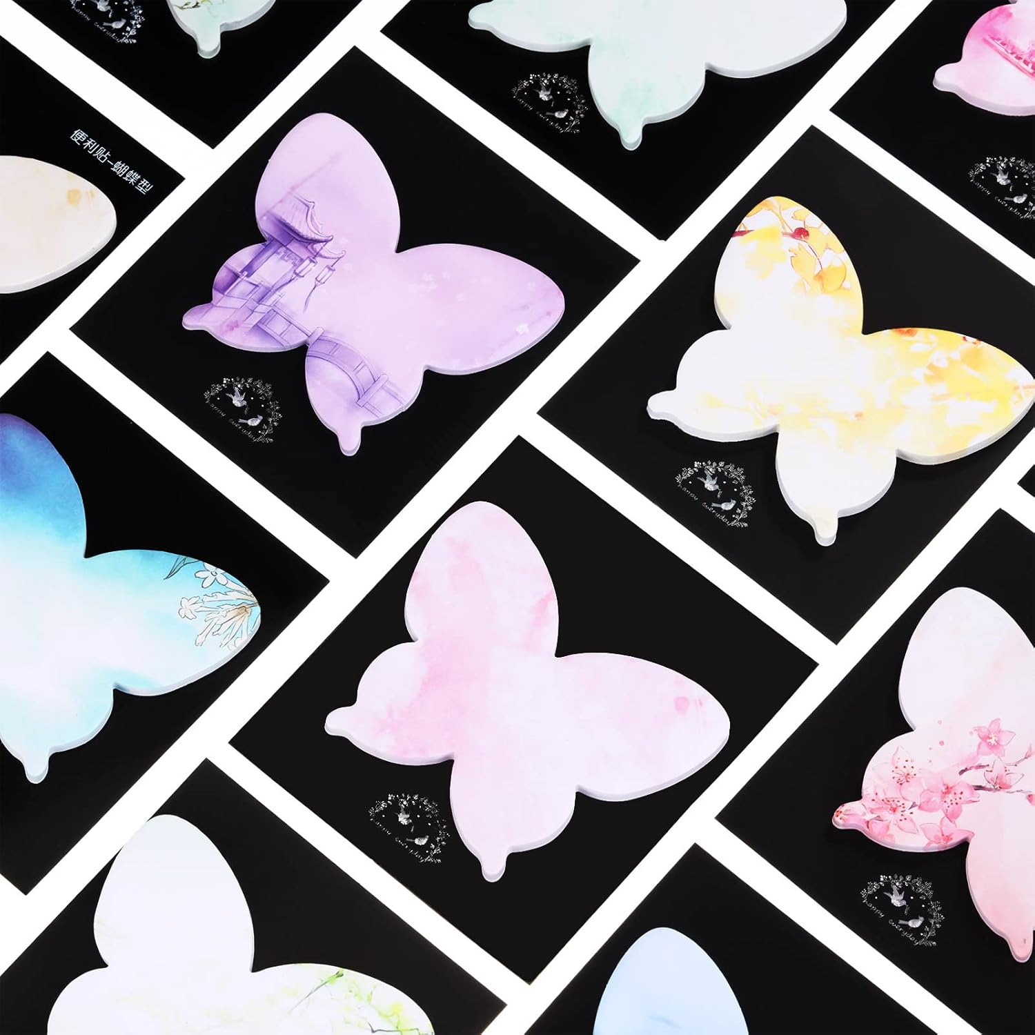 Breling 360 Pieces Sticky Notes Cute Butterfly Shaped Self-Sticky Notes Colored Watercolor Sticky Party Favor Note Memo Pads for Reminders Studying School Home Family Office Supplies - Image 6