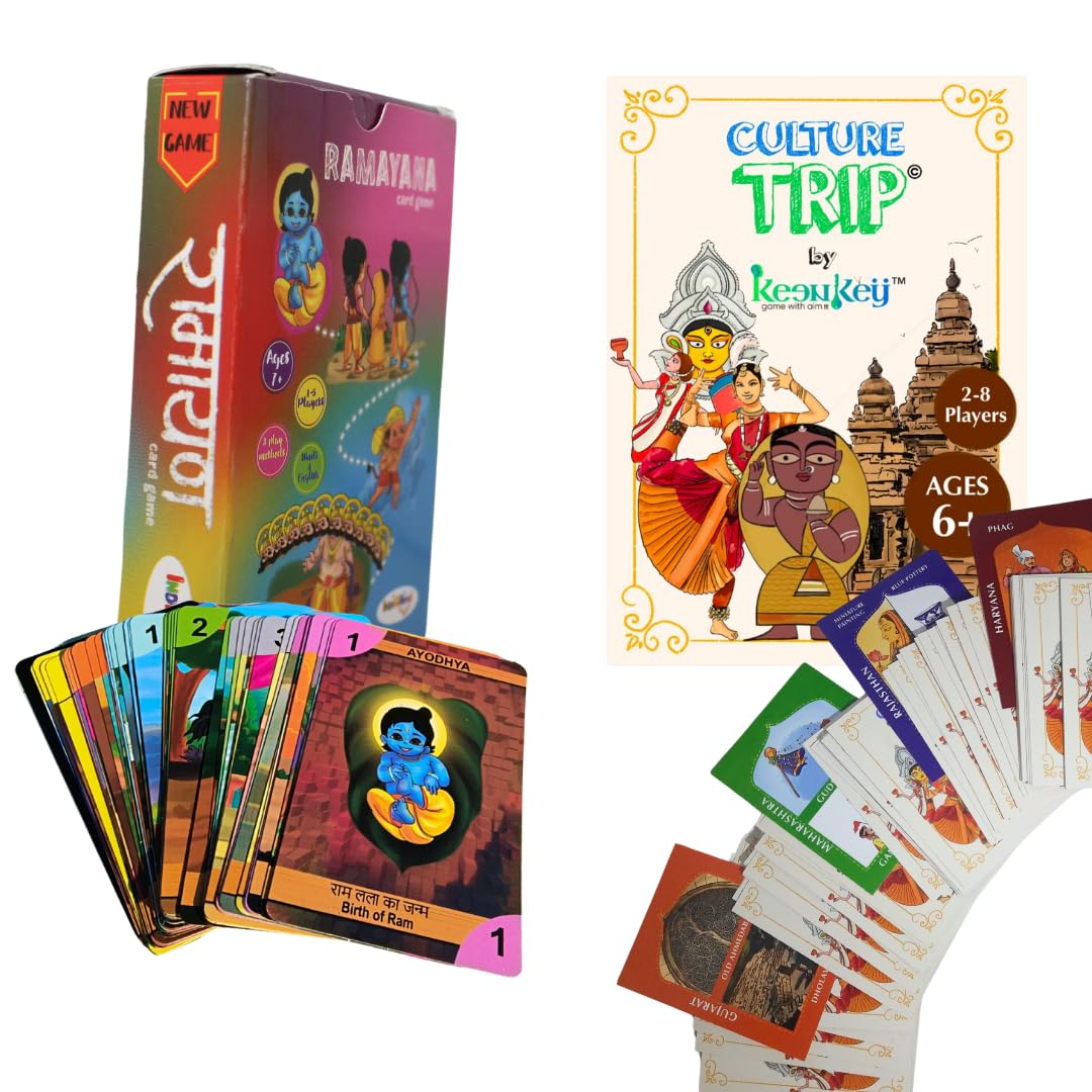 INDIGAIMS Combo of Two Indian Educational Games; Culture Trip Card Game; Ramayan Card Game; Best Gift Combo for Kids; Culture and Epic; Story of Ramayan; 2 Unique Innovative Games; Family Game (B0D9R1TLR8) Amazon Price History, Amazon Price Tracker