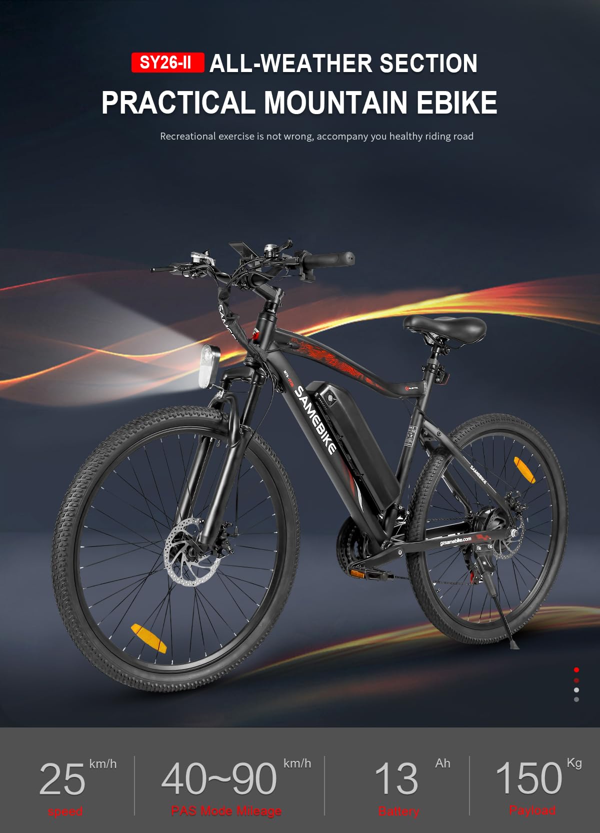 SAMEBIKE SY26-II pollice mountain bike elettrica 36V 13Ah mountain bike adulto bici elettrica maschio e femmina I Shimano 7-speed shift I con pannello strumenti LCD