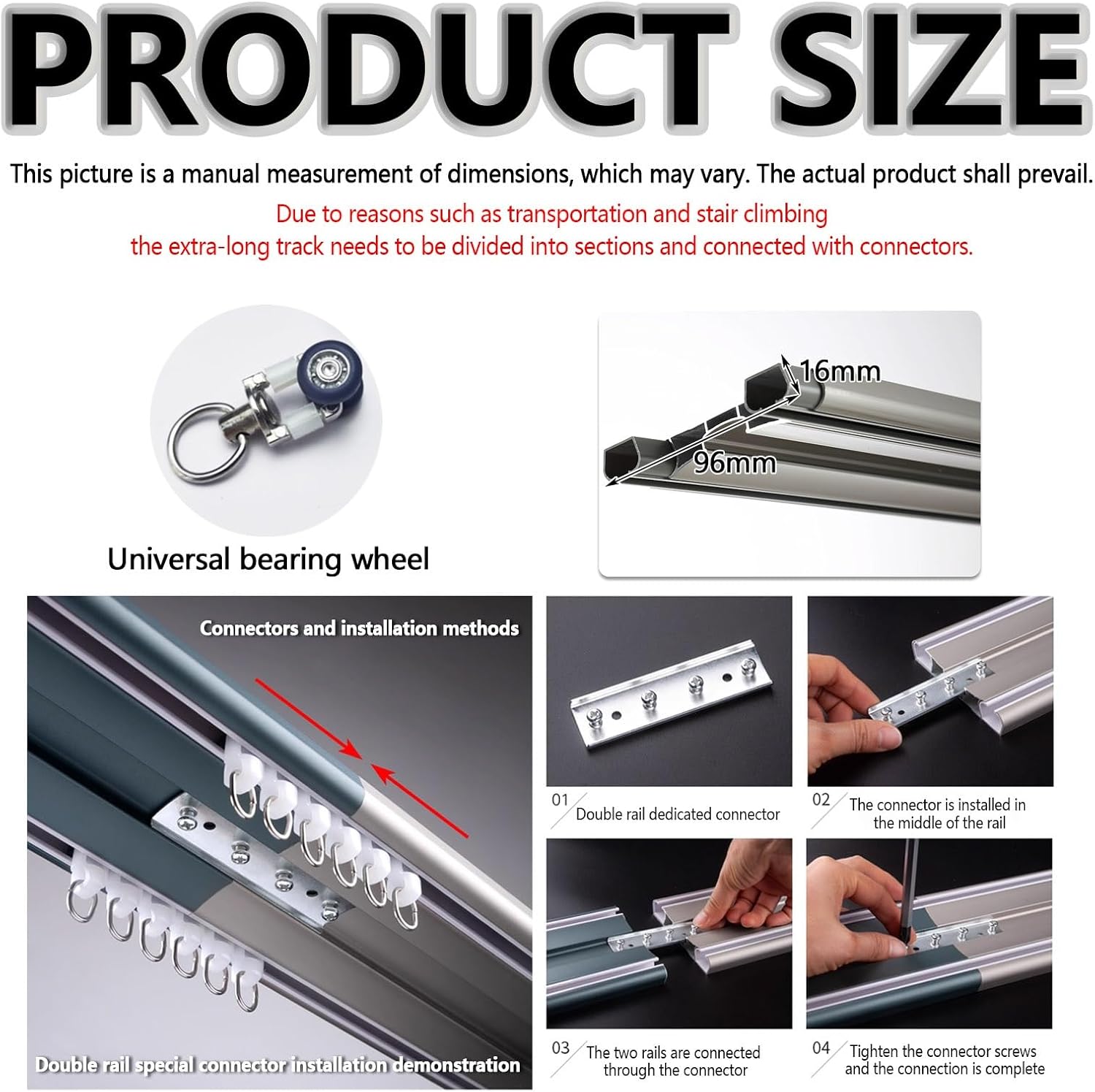 Silent Double Curtain Rail Slider Track, Aluminum Mute Mount Ceiling Curtain Track, Modern Windows Decorative Integrated Design, Hang Blackout Curtains, for Hospital Bedroom Living Room