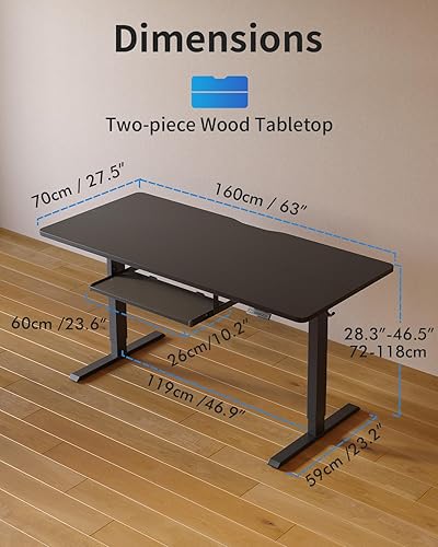 Miniatura 20 de FEZIBO Escritorio de pie con bandeja para teclado, altura ajustable de 40 x 24 pulgadas, con ajustes preestablecidos de memoria para oficina en