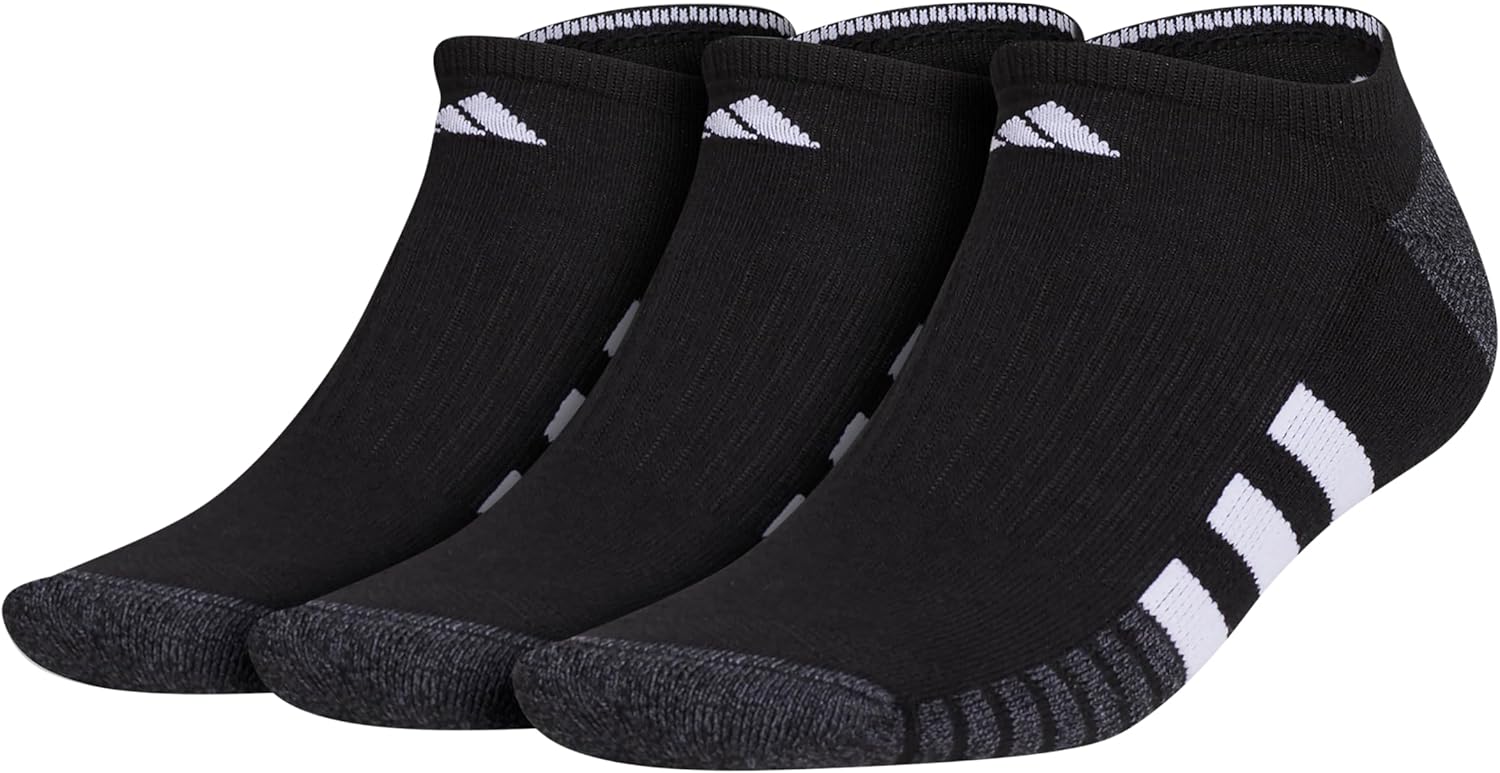 adidas Mens Cushioned No Show Socks Low Profile With Arch Compression (3-pair)