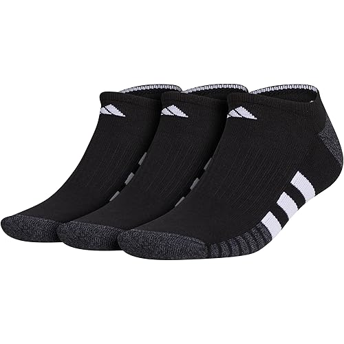 adidas Mens Cushioned No Show Socks Low Profile With Arch Compression (3-pair)