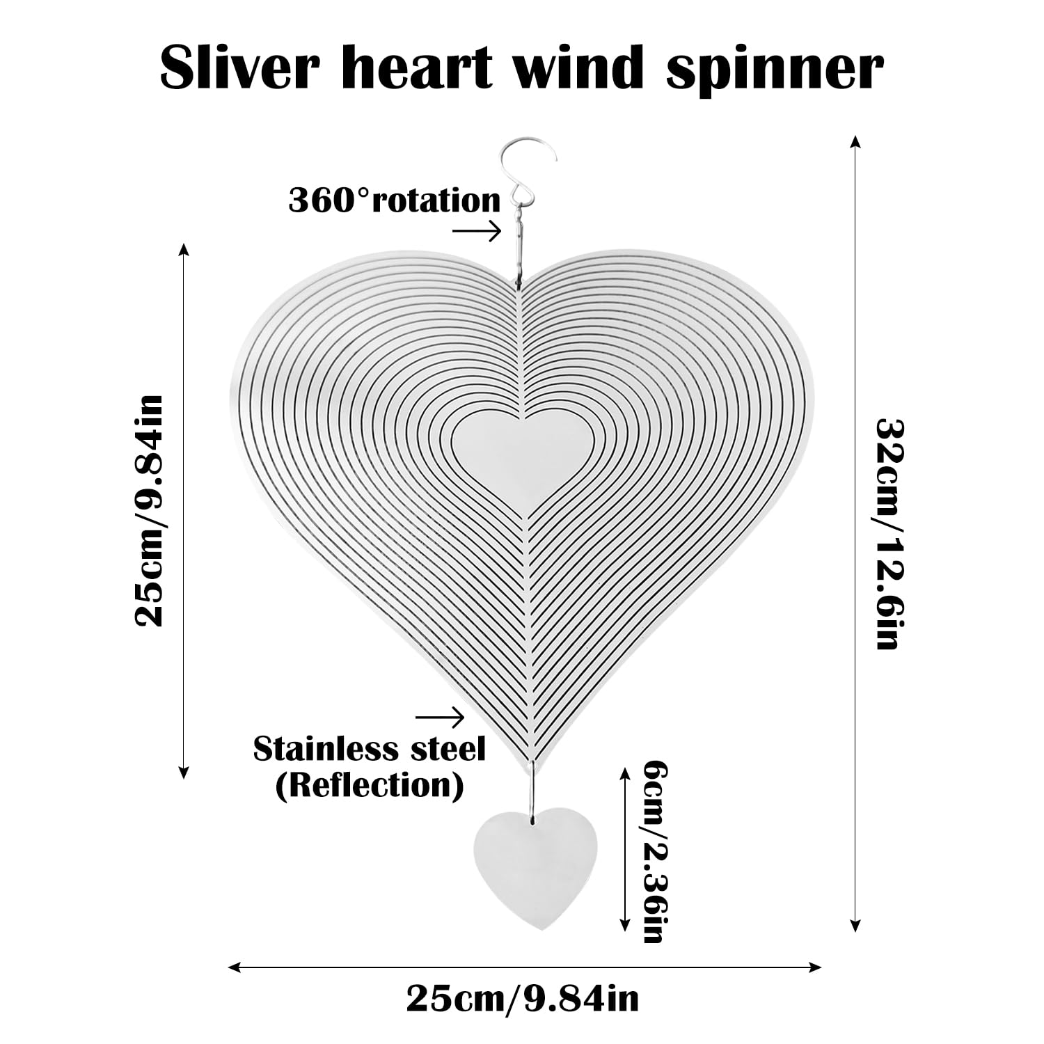 THQZLH Heart Wind Spinner - Durable Wind Spinners Outdoor Hanging, Elegant Garden & Patio Decor