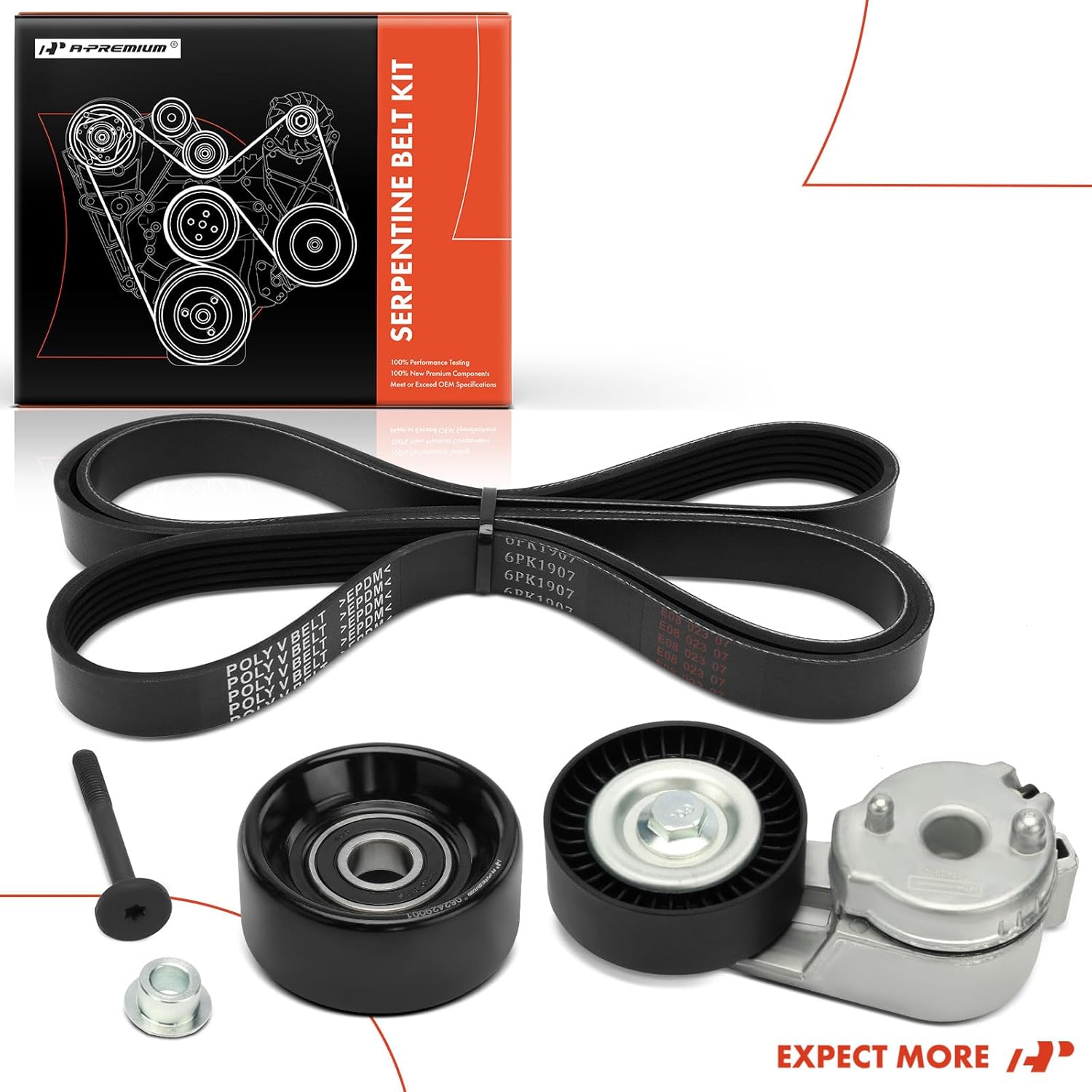 A-Premium Engine Serpentine Belt Drive Kit Compatible with Jeep TJ Series Wrangler 2000-2006, TJ 2000-2006 - 4.0L
