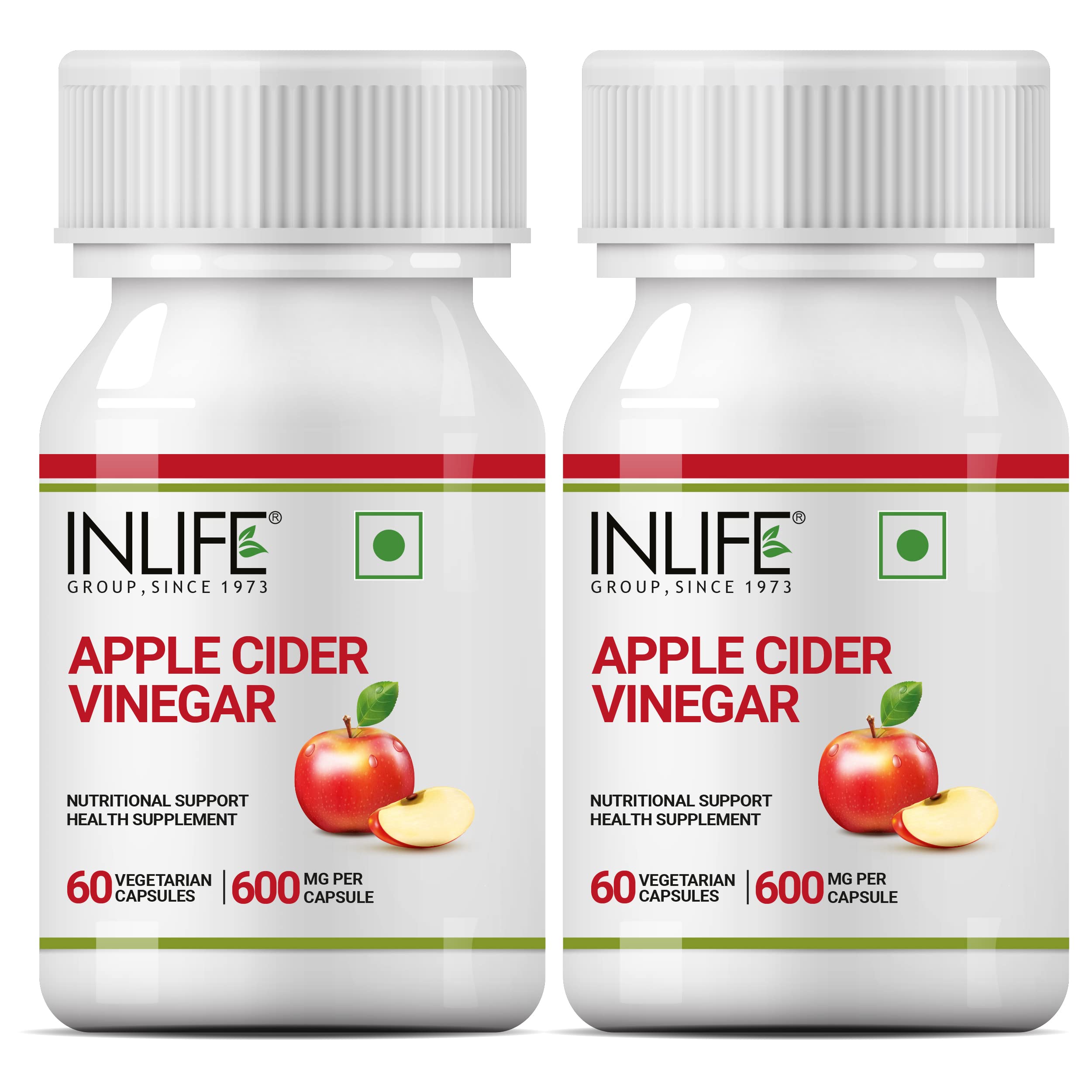 INLIFE Apple Cider Vinegar Supplement for Weight Management, Metabolism, Detox, Gut Cleanse & Healthy Digestion, Plant Based, 600mg - 60 Vegetarian Capsules (Pack of 2, 120) (B0B53L82BH) Amazon Price History, Amazon Price Tracker