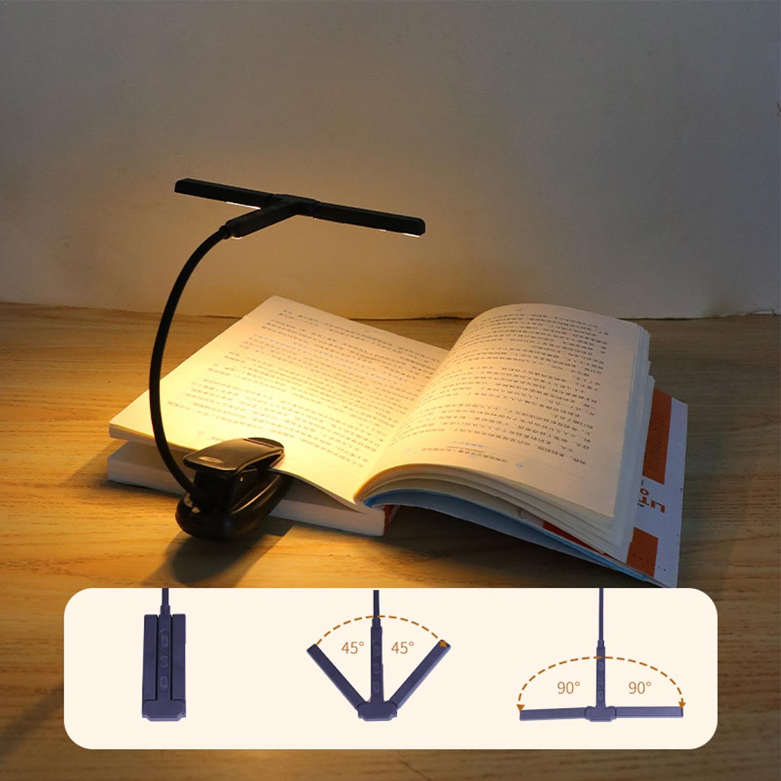 Luce Da Lettura A Clip Per Libri - LED Regolabile, Ottima Per Leggere A Letto - Foto 4