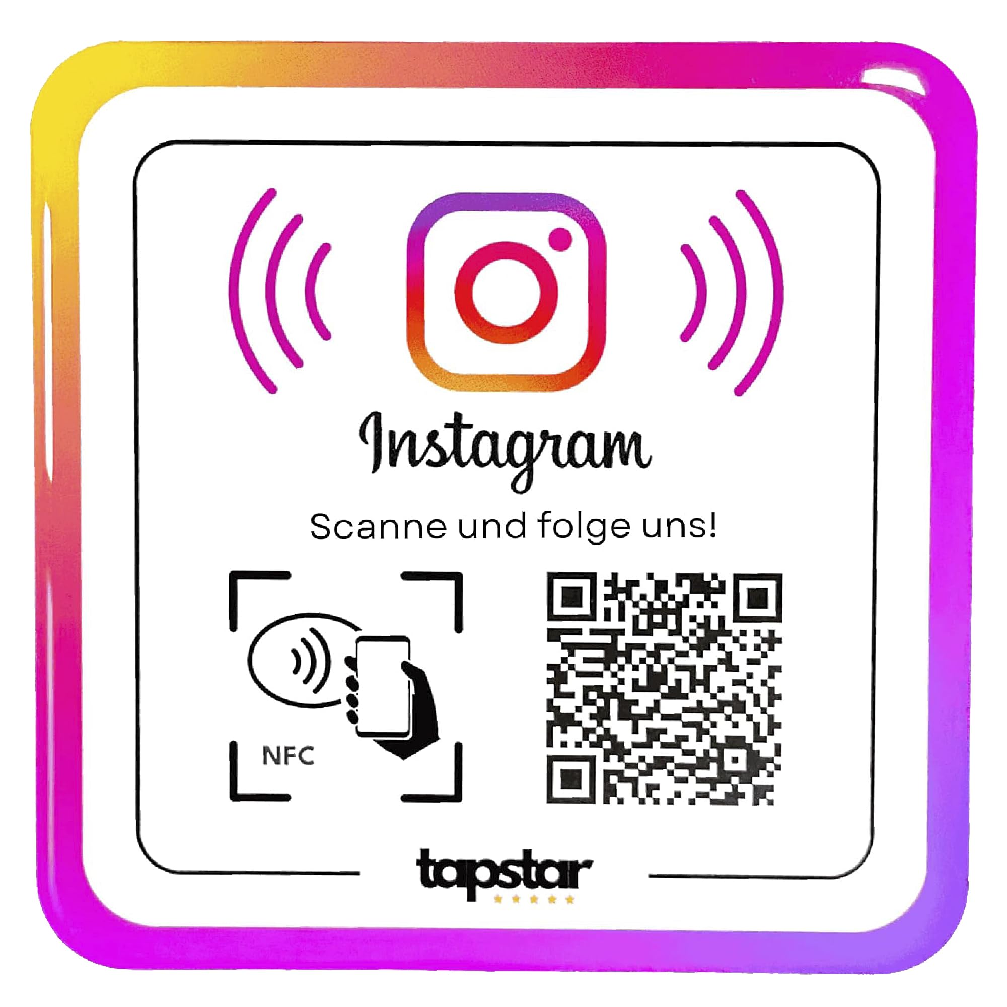 Tapstar Instagram Aufsteller mit NFC & QR-Code – Acryl Bewertungsaufsteller für Follower – Kompatibel mit iPhone & Android