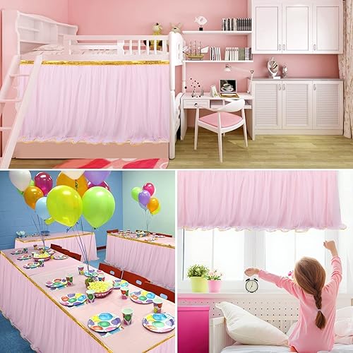 Miniatura 8 de Falda de mesa tutú amarilla para mesa rectangular de 6 pies, suministros de fiesta de belleza y bestia, baby shower, fiesta de cumpleaños para niña